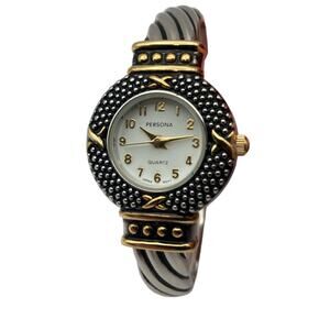 Persona Quartz Ladies/ Women's Watch Cuff Style Bracelet WORKING w/ New Battery